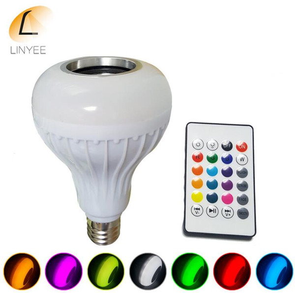 DHL Wireless Bluetooth Speaker 12W RGB Bulb E27 LED Lamp 100-240V 110V 220V Smart Led Light Music Player with Remote Control