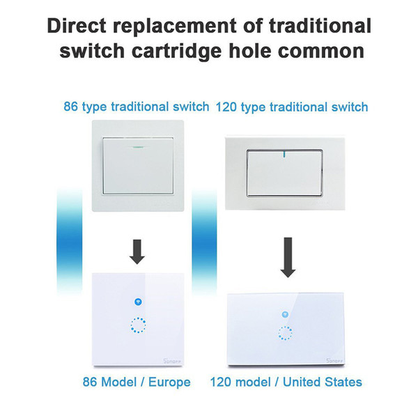 Sonoff Wifi Touch Wall Switch Wifi LED Touch Timer Switch Glass Panel Controller Light Switch Remote Control By APP US EU Plug fast ship