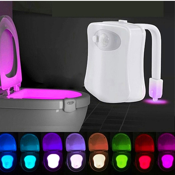 45V Smart Night Light Sensor Toilet Lamp 8 Colors Backlight Activated Toilet Bowl LED Luminaria Lamp Nightlight