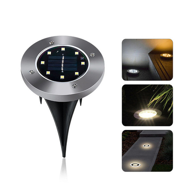 IP65 Waterproof 8 LED Solar Outdoor Ground Lamp Landscape Lawn Yard Stair Underground Buried Night Light Home Garden Decoration