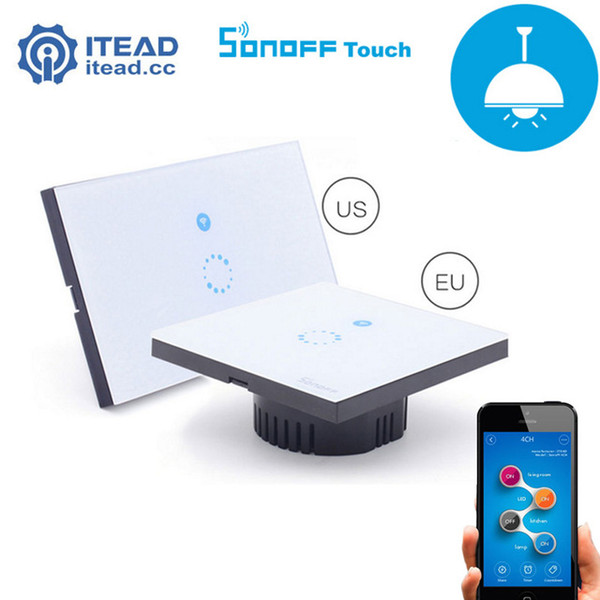 Itead Sonoff Touch EU US Wifi Wall Touch Switch 1 Gang 1 Way Wireless Remote Light Relay App Control Work with Alexa Google Home