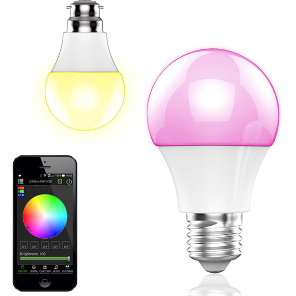 NEW Bluetooth LED Bulb 4.5W E27 RGBW Bluetooth 4.0 Wireless Smart LED Light Color Change Dimmable Bulbs IOS/Android APP