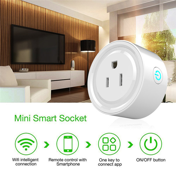 Mini Wifi Smart Socket Phone App Timing Switch Remote Control US Plug Outlet Socket for Smart Home Automation Electronic System Alexa Google