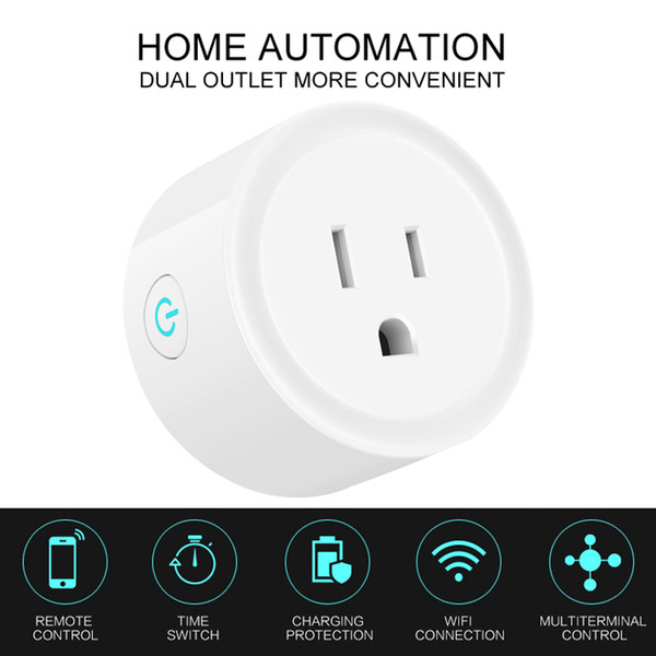 Wifi Smart Plug Socket Switch Round US Plug Remote Control Socket Outlet Timing Switch for Smartphone Android IOS Home Automation