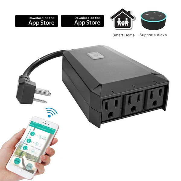 Outdoor Wifi Smart Plug Smart Socket Compatible Alexa Google Assistant IP44 Waterproof WiFi Outlet, Remote Wireless Control Anywhere