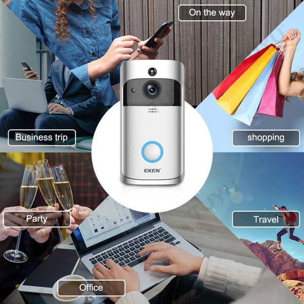 EKEN Smart Video Doorbell 3 Real-Time 720P HD Video Wifi Camera Two-Way Audio Night Vision App Control V2 Wi-Fi Enabled Doorbell