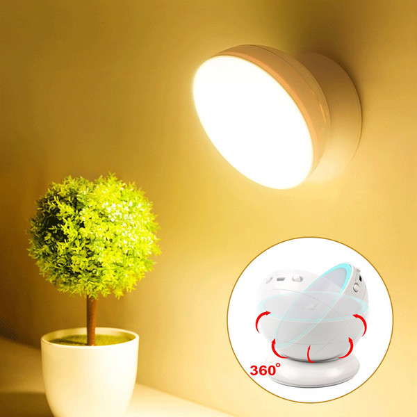 Smart Rechargeable USB LED Motion Sensor Night Light 360 Rotating Toilet WC Kitchen Bedroom Cabinet Wall Portable Reading Table Lamp