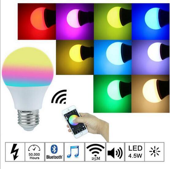 Smart LED Bulb Wireless Bluetooth Audio Speakers LED RGB Light Music LED Bulb Lamp Color Changing via App Control