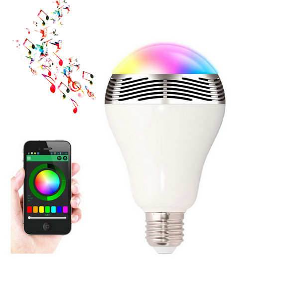 Wholesale-100V-240V 6W E27 Wireless Bluetooth Speaker RGB Color Smart LED Light Bulb Lamp Home Illumination Dimmable Color Changing APP