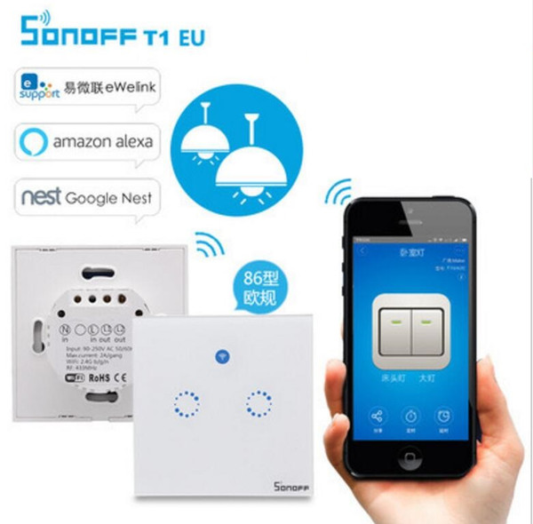 WIFI Touch 86 Intelligent Wall Switch Wireless Touch Remote Control Panel 1Channels 2 Channels APP Remote Control Voice Control SONOFF T1 2