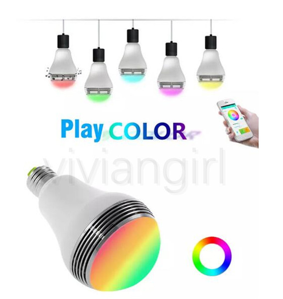 New Smart Bulb Bluetooth Speaker E27 LED RGB Light Wireless Music Bulb Lamp Color Changing with App Control Free Shipping