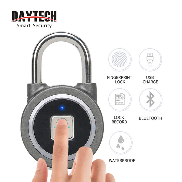 DAYTECH Fingerprint Padlock Bluetooth Smart Electric Door Lock Locker Rechargeable Battery Anti-Theft Security for House/Gym box