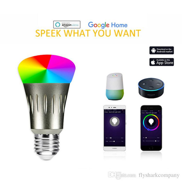 Smart LED Light Bulb Smartphone App Controlled Dimmable Multicolored 7W E27 WiFi Light Bulb Works with Alexa voice control