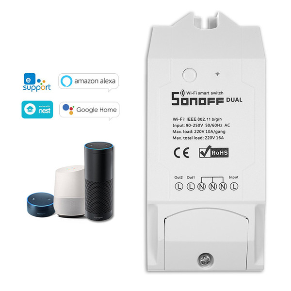 Sonoff Dual Control 2 channels Gang Wifi Light Switch Sonoff Wifi Smart Switch Smart Home Wifi Remote Controller Works With Alexa