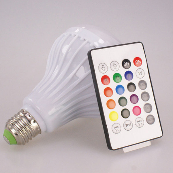 E27 Smart LED Light RGB Wireless Bluetooth Speakers Bulb Lamp Music Playing Dimmable 12W Music Player Audio with 24 Keys Remote Control