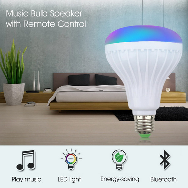 E27 Smart LED Light RGB Wireless Bluetooth Speakers Bulb Lamp Music Playing Dimmable 12W Music Player Audio with 24 Keys Remote Epacket