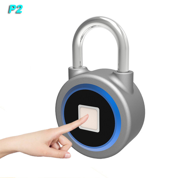 P2 IPS65 Waterproof Smart Fingerprint Padlock USB Charger APP Button Password Unlock 300MA for Gym School Locker Bag Suitcase Luggage