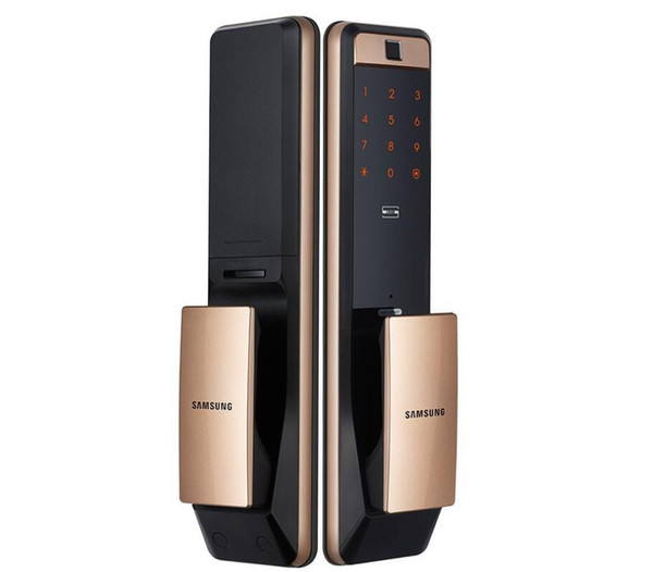 SAMSUNG SHP-DP609 Keyless BlueTooth Fingerprint PUSH PULL Two Way Digital Door Lock English Version Big Mortise Gold Color