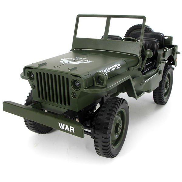 RC Car 2.4GHz 4WD Convertible Remote Control Off-road Military Truck 1/10 Remote Control Light Jeep Four-Wheel Drive Off-Road Military Car