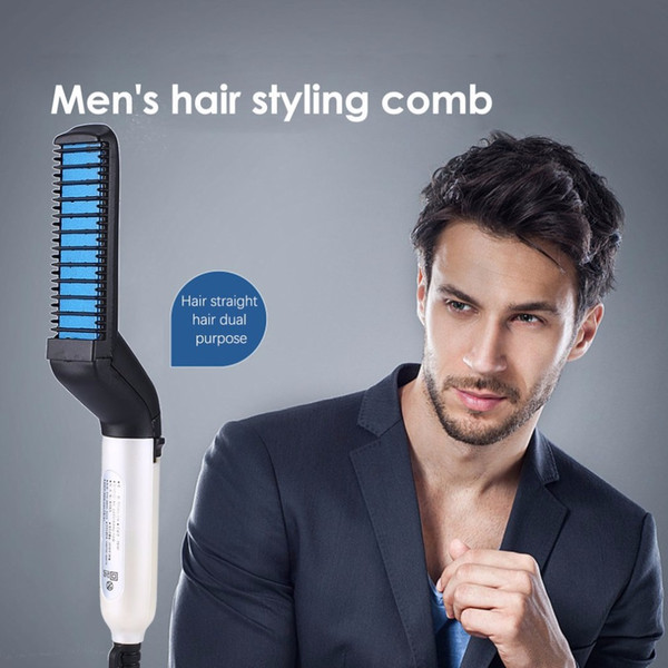 Multifunctional Hair Comb Quick Beard Straightener Curling Curler Show Cap Men Beauty Hair Styling Tool Gift Box Pack