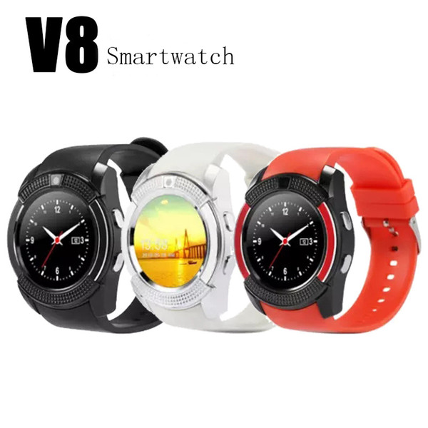 V8 Smart Watch Clock With Sim TF Card Slot for Android Samsung and IOS Apple iphone Smartphone can record the sleep state with free ship DHL