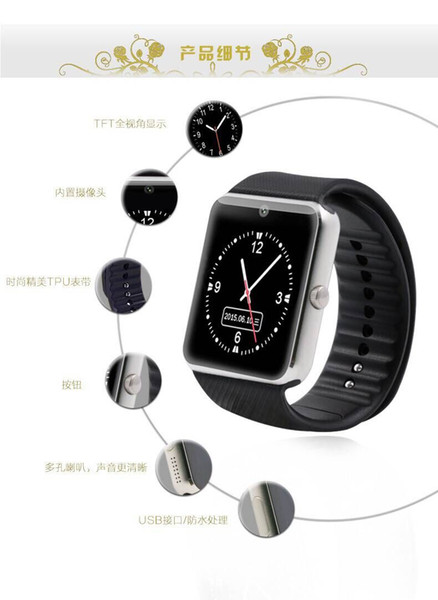 GT08 smart watch with bluetooth and SIM card slot for Iphone X and Andriod Sumsung MQ30