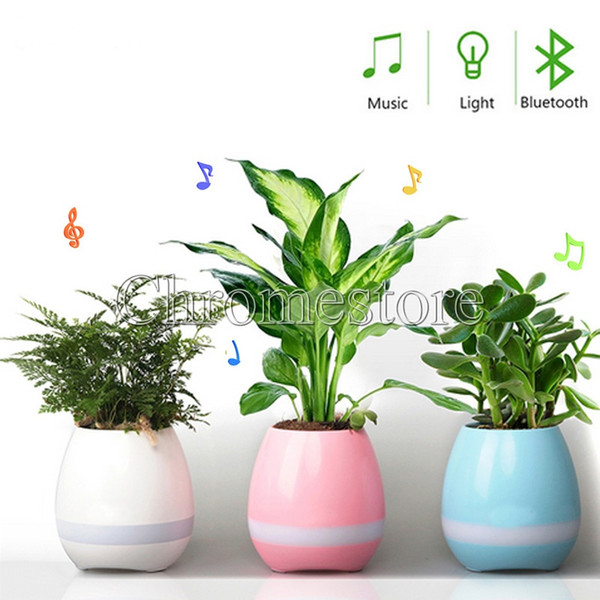 Flower Plant Smart Music Pot Bluetooth Speaker With LED Light Touch Control Piano Music Flowerpot Function Home Office Furnish Decorate Gift