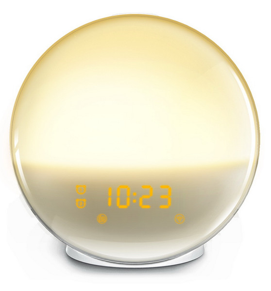 Wake-Up Light Alarm Clock with Colored Sunrise Simulation and FM Radio for Bedroom Support Alexa Google Home AI Speaker Voice Controller