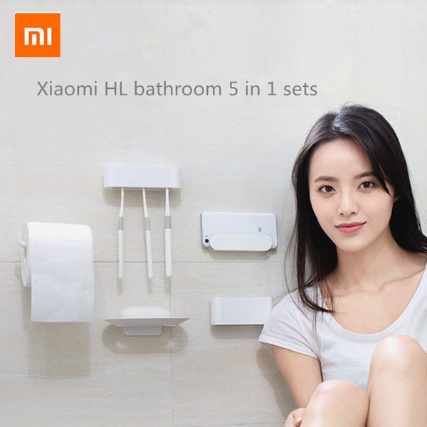 Xiaomi HL 5 IN 1 Gadgets for Bathroom Mobile Phone Holder mijia Case Soapbox Toilet Roll Holder For xiaomi Mijia smart home