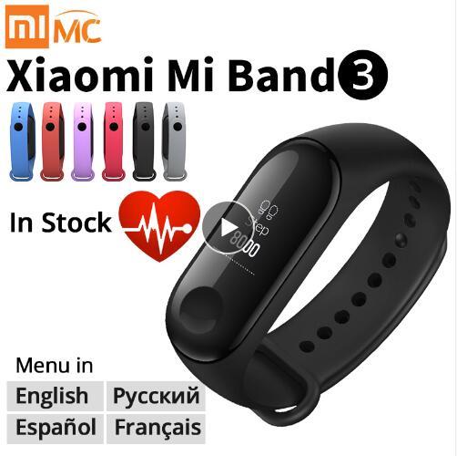 Origina Xiaomi Mi Band 3 Smart Wristband Fitness Bracelet MiBand Band 3 Big Touch Screen OLED Message Heart Rate Time Smartband