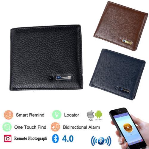 SMARTLB Men Business Genuine Leather Bluetooth Smart Wallet Anti Lost / Theft Selfie Finder GPS Locator Tracker Purse