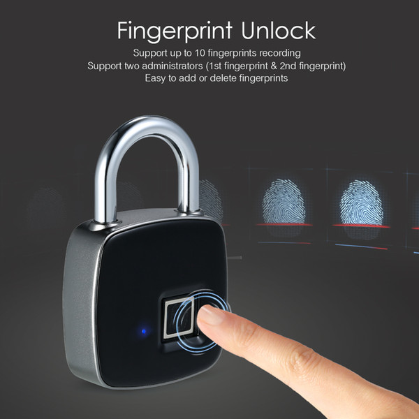 New USB Rechargeable Smart Fingerprint Lock Portable Security Padlock Waterproof Anti-theft Padlock for Golf bag Suitcase Gym Locker