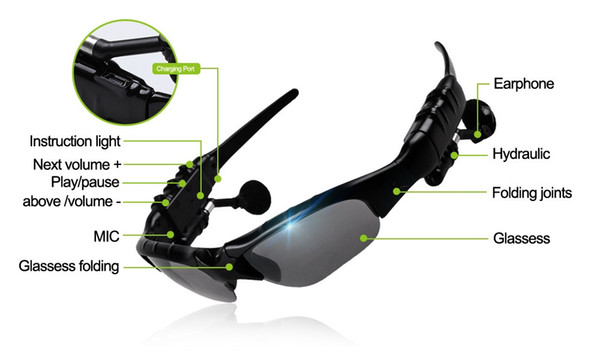 Wireless Bluetooth Glasses Headset music mp3 handsfree earphone Driving Sunglasses Riding Sports Eyes Glasses