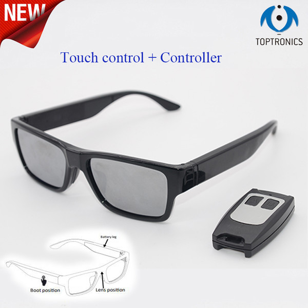 New Hot FHD 1080P Smart Wearable Sunglasses with 2 Legs Replaceable Battery Remote Control Video Invisible Camera Glasses