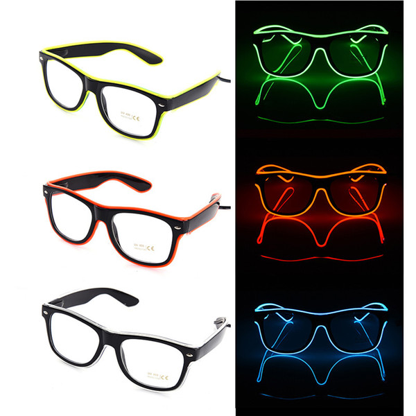 10 Colors Flashing EL Wire Led Glasses Neon Luminous Party Decorative Lighting Classic Gift Bright LED Light Up Party Sunglasses