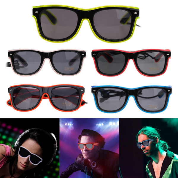 Cool Glowing LED Glasses Bar Party Fluorescent Dance DJ Bright Glow Glasses EL Wire Neon LED Light Glow Atmosphere Activing Props