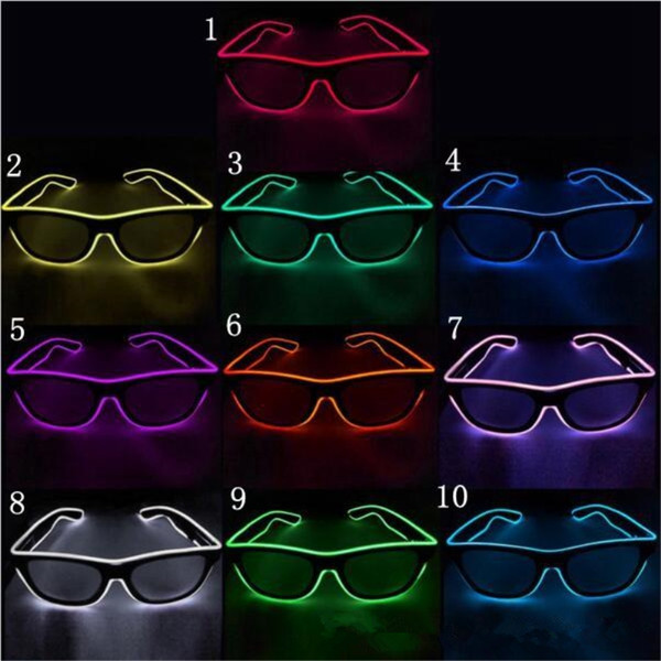 Cool Glowing LED Glasses Bar Party Fluorescent Dance DJ Bright Glow Glasses EL Wire Neon LED Light Glow Atmosphere Activing Props