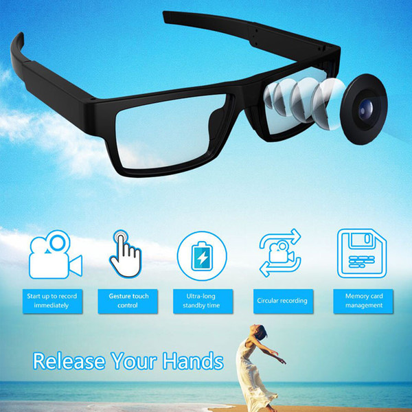 China Factory New Original No Buttons Design Smart Glasses Portable Sports DV Video HD Camera mounted Recorder HD 1080p DVR Records 32GB