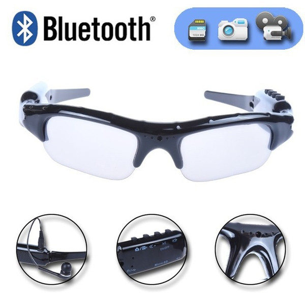 Sport Wireless Bluetooth Eyewear Sunglasses Camera DVR Video Recorder DV Camcorder W/mp3 earphone Support TF Card Function