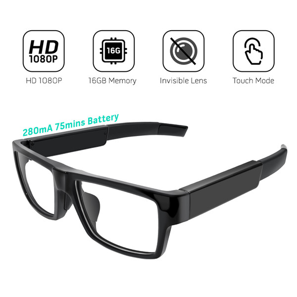 Smart Touch Glasses Mini Cameras 2.0Mega HD 1080P Video Recording Eyeglasses Camera Outdoor Invisible Lens Eyewear Camera Recorder DVR