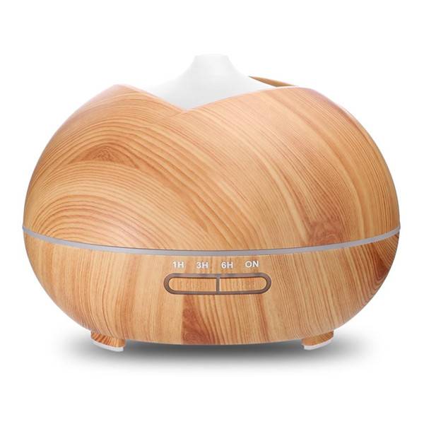 Aroma Essential Oil Diffuser Ultrasonic Air Humidifier with Wood Grain 7 Color Changing LED Lights for Office Home Bedroom 400ml