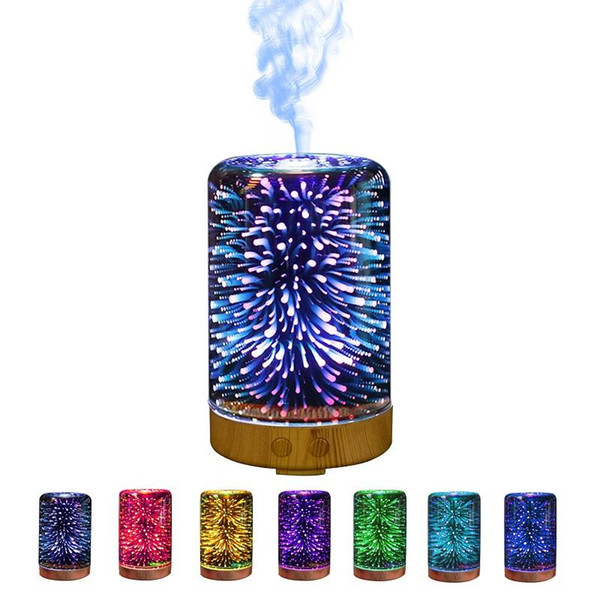 100ML 3D Air Humidifier with Colorful light Aroma Diffuser Essential Oil Diffuser for Home Office Yoga