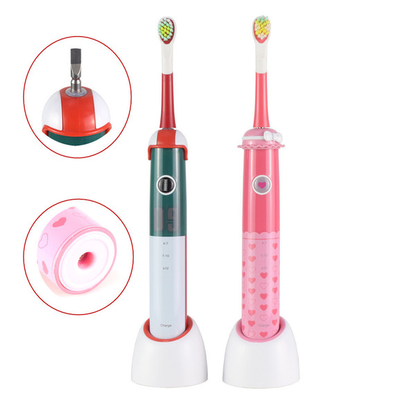 Sonic Toothbrush Rechargeable Waterproof Wireless timer Oral Hygiene Smart Children Electric Toothbrush with 2 Replaceable DuPont Brush Head