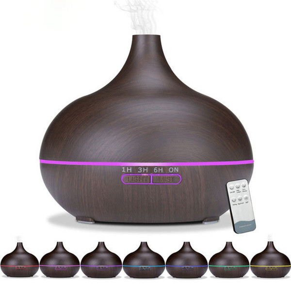 2019 400ml Aroma Essential Oil Diffuser Ultrasonic Air Humidifier with Wood Grain 7 Color Changing LED Lights for Office Home Bedroom