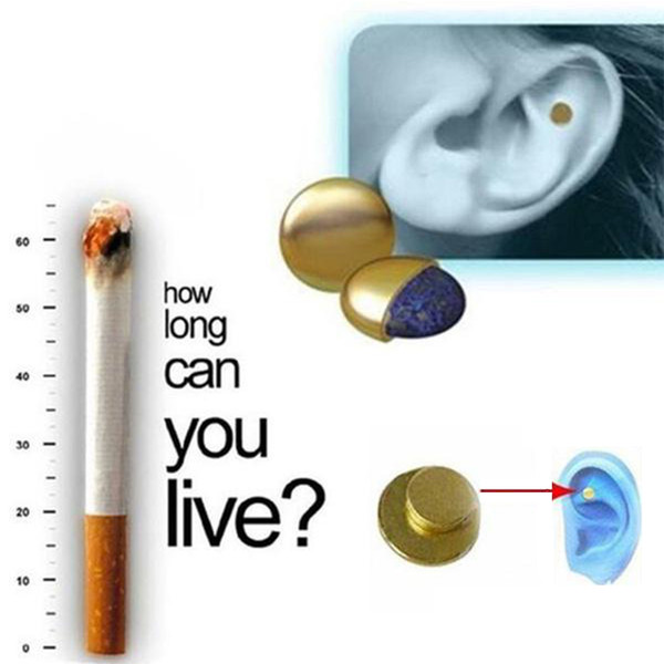 24K real gold New Therapy Magnet Auricular Quit Smoking No smoke ACUPRESSURE Patch Stop Smoking ear massager No Cigarettes Health Care