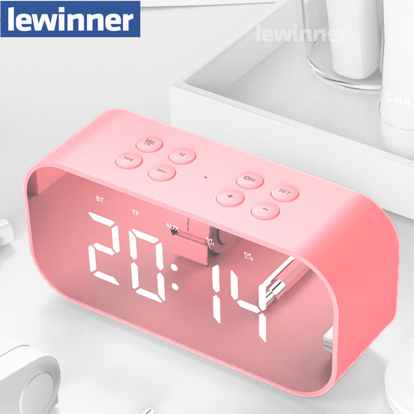 Lewinner Multifunction Wireless Bluetooth Speakers with Clock Home Mini LED Display Digital Table Alarm Clock for Office Bedroom