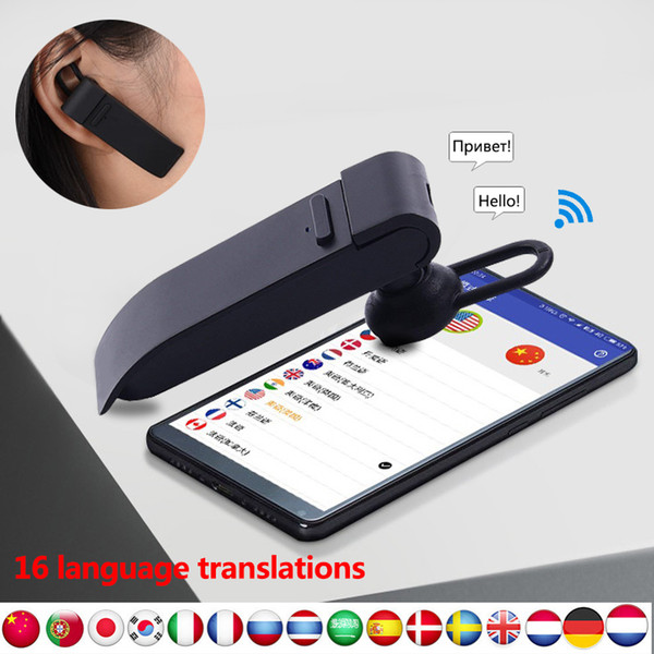 Mini Smart Voice Translator 16 Languages instant Translate Headphones Headset Bluetooth Translator Earphone Business Voice Translator Peiko