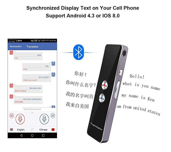 T8 Portable Smart Voice Translator Two-Way Real Time Multi-Language Translation For Learning Travelling Business Meeting