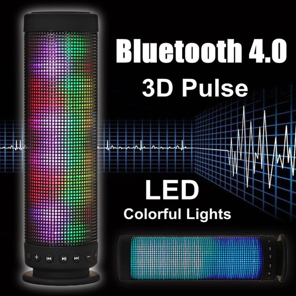 Portable 3D Pulse 4.0 Wireless Bluetooth Speaker LED lights Colorful Music TF Card 3.5mm Aux Handsfree Stereo Metal Speaker