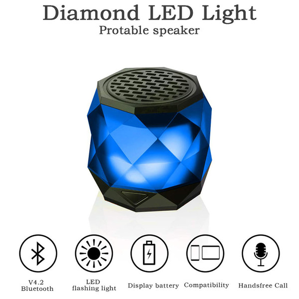 Music Player LED Light Shape Colors Changing Colorful Durable Bluetooth Speaker Wireless Bluetooth V4.2 Media Portable